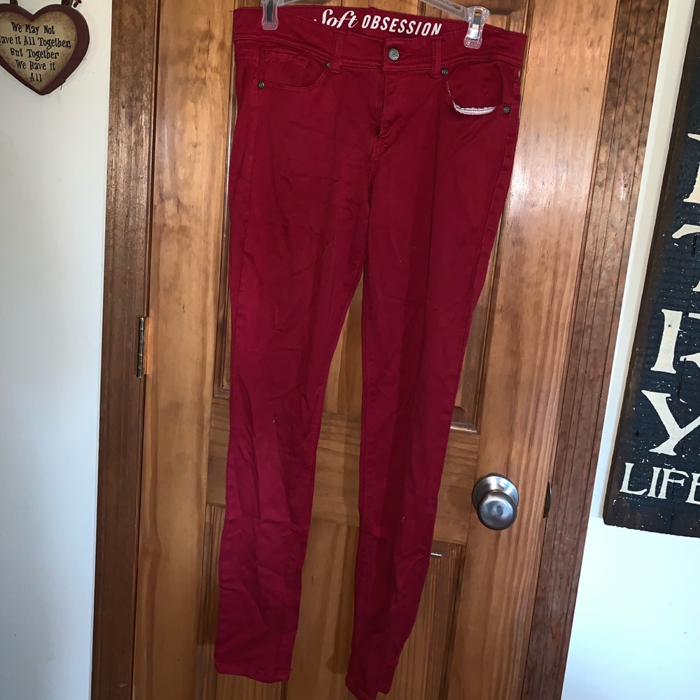 Soft red jeggings
